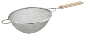 26cm Dia Double Mesh Strainer Wood Handle (7529)