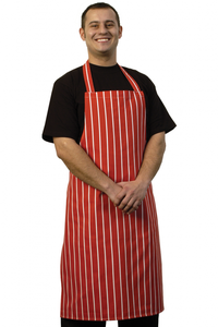 Butchers Stripe Red Bib Apron